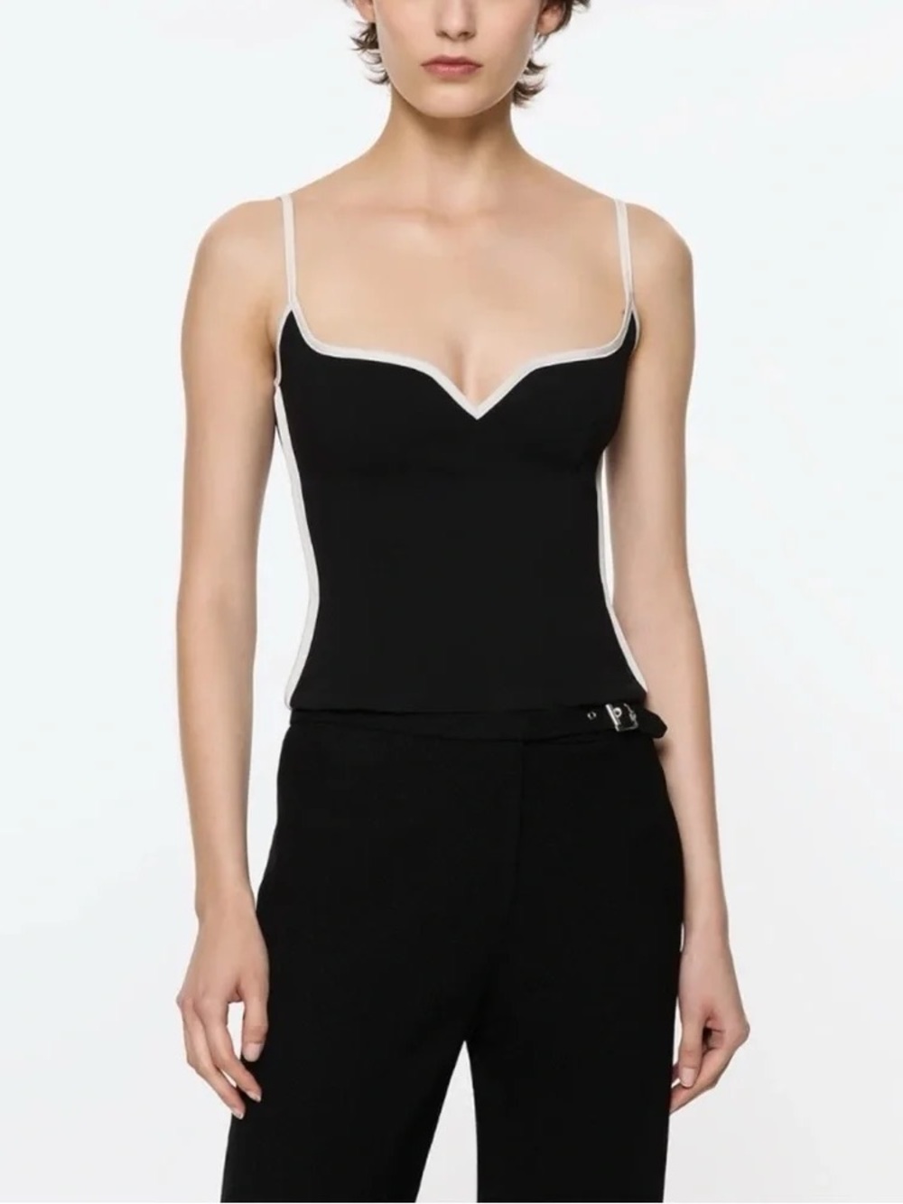 Paris Georgia Black Camisole with White Trim